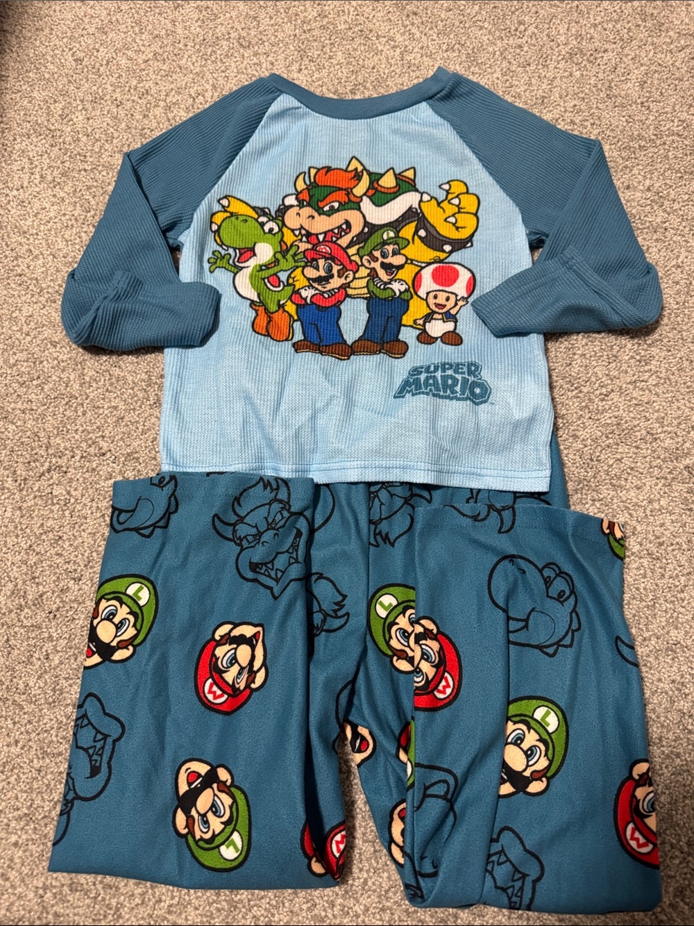 Nintendo Blue Super Mario Character Pajama Set